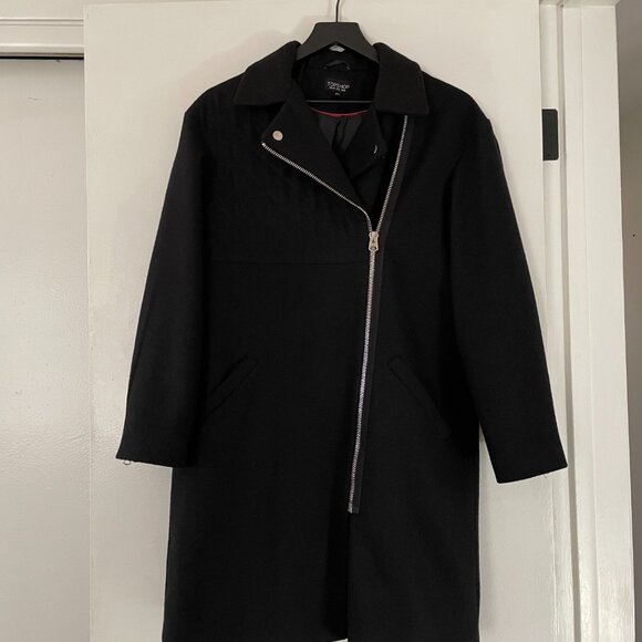 TopShop Black Coat Silver Asymmetrical Zipper - Picture 5 of 16